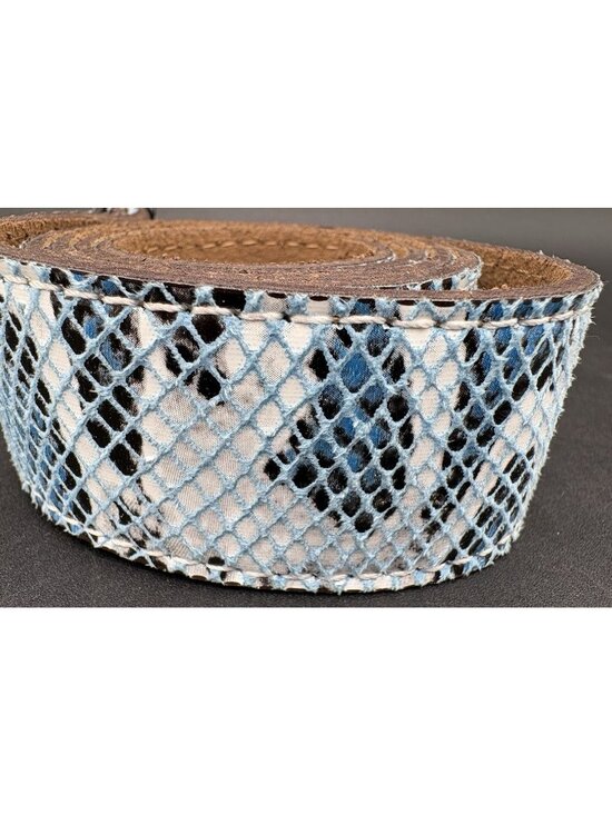 Just Cavalli Croc Leather Belt Blue Black White Crocodile Buckle Size 31-36 EUC main image 10